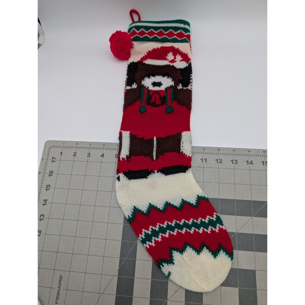 Acrylic Puppy Dog Christmas‎ Stocking Knit 21 Inch